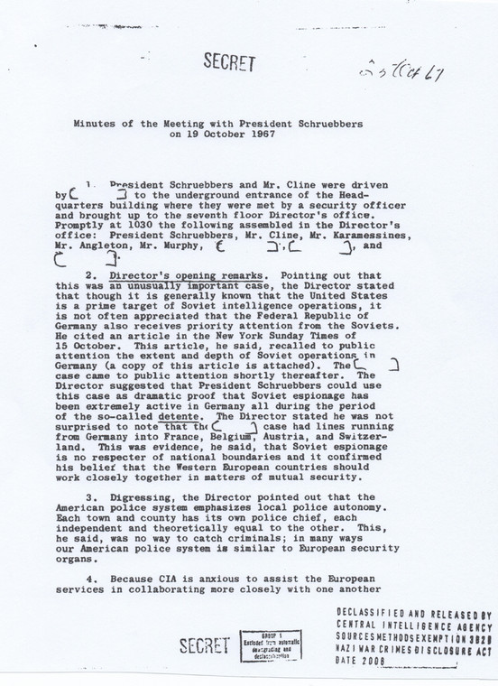 Fragmenty raportów z pobytu szefa niemieckiego kontrwywiadu w USA w październiku 1967 roku