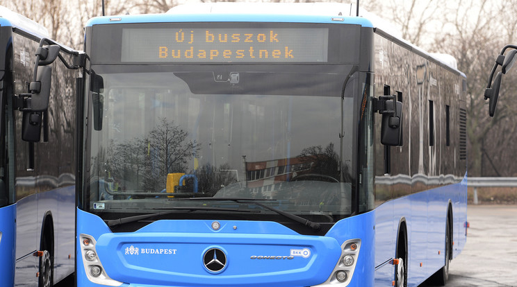 A BKV Zrt. új Mercedes-Benz Conecto Next Generation típusú buszai a járművek forgalomba állítása alkalmából tartott rendezvényen a társaság dél-pesti telephelyén 2020. január 20-án.MTI/Kovács Tamás