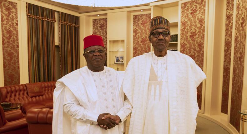 Governor David Umahi does not want his aides and political appointees to criticise President Muhammadu Buhari and other governors in Nigeria.[Twitter/@BashirAhmaad]