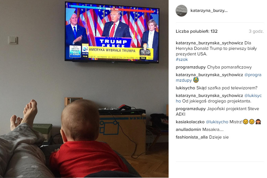 Gwiazdy reagują na wygraną Donalda Trumpa: Katarzyna Burzyńska na Instagramie