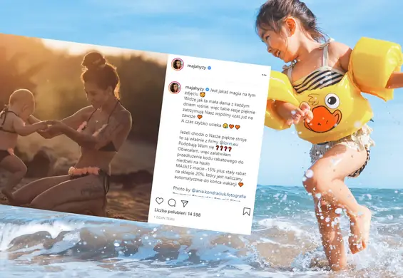 Czy dziecko powinno nosić bikini? Maja Hyży z córką na plaży