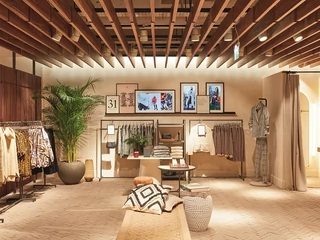 H&M w swoim nowym bezobsługowym sklepie w Hammersmith połączył nowoczesne technologie z oryginalnym konceptem stworzonym wokół recyklingu ubrań