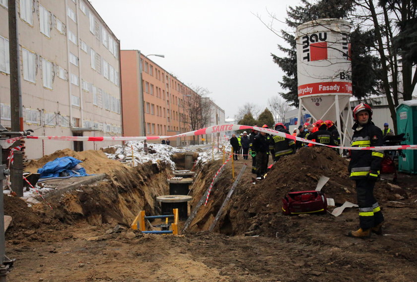Akcja ratunkowa na budowie przy ul. 6 Sierpnia w Łodzi