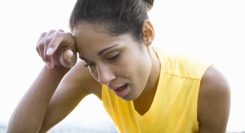 A lady excessively sweating (Credit: Self.com)