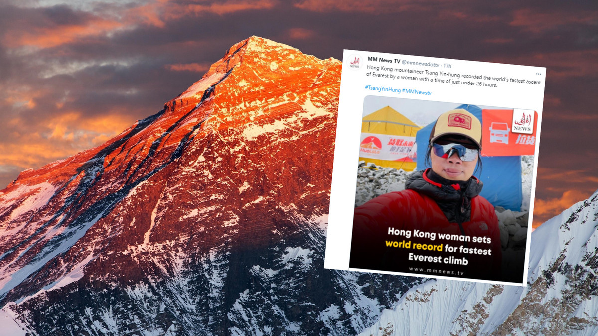  Mount Everest. Chinka wspięła się na szczyt w 26 godzin i pobiła rekord świata
