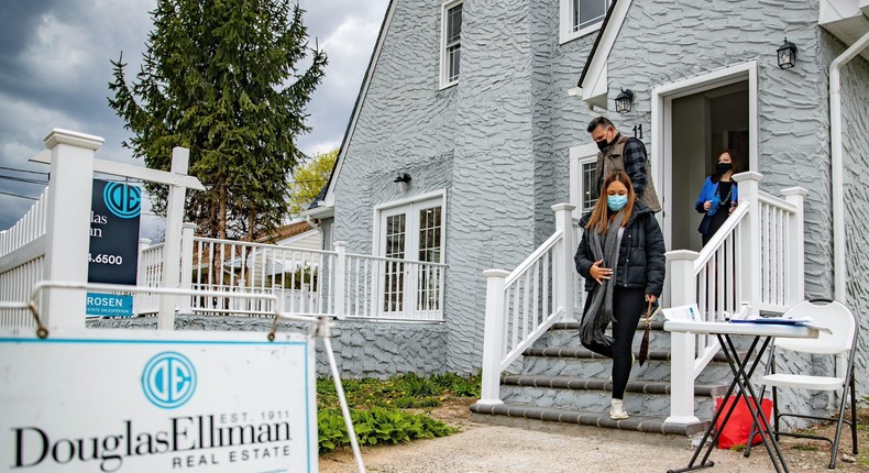 Prospective buyers visit an open house in West Hempstead, New York.
