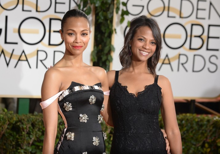Zoe Saldana z siostrą Cicely na gali Złotych Globów 2014