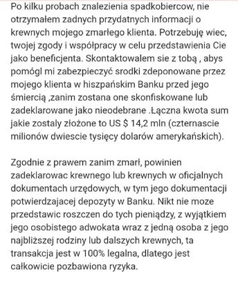 Fragment maila, którego otrzymała czytelniczka