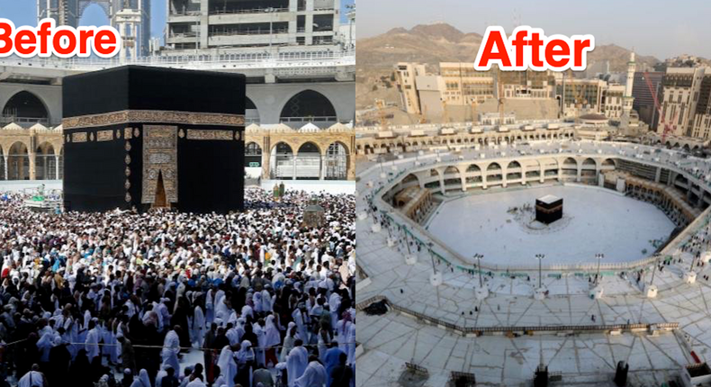 Kaaba before and after