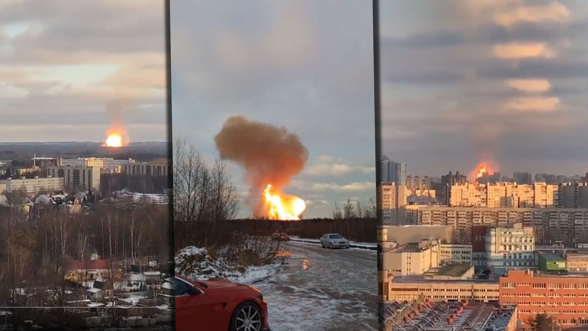 Eksplozja w okolicach Petersburga. Na nagraniach potężna kula ognia [WIDEO]
