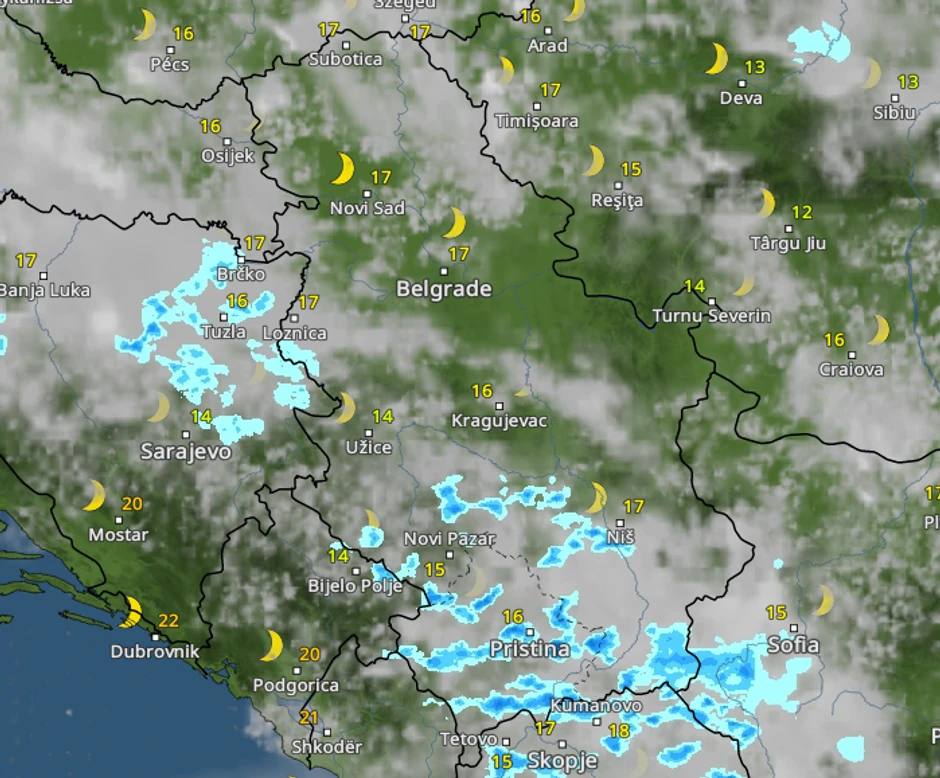 Kretanje kiše u 19 časova