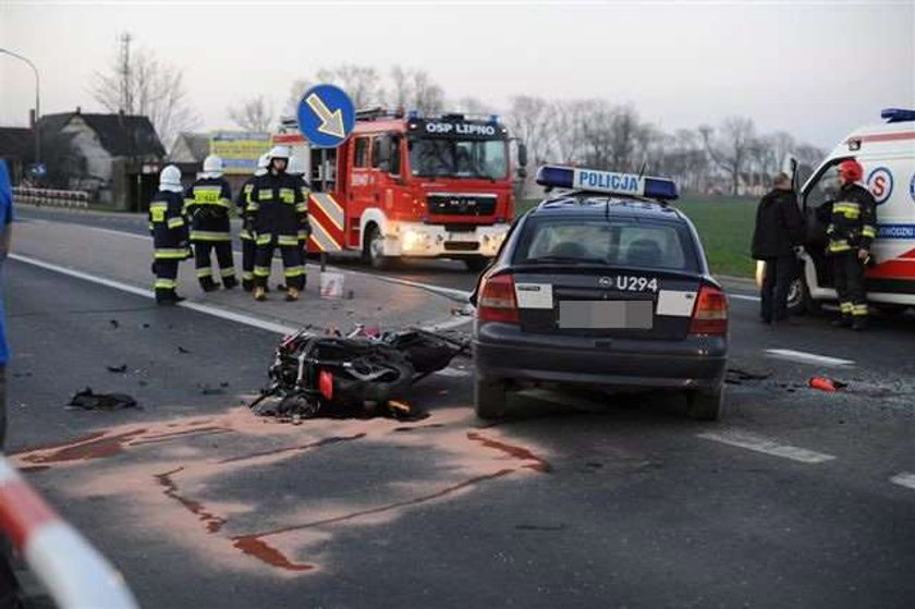 wypadek, leszno, motocyklista, radiowóz