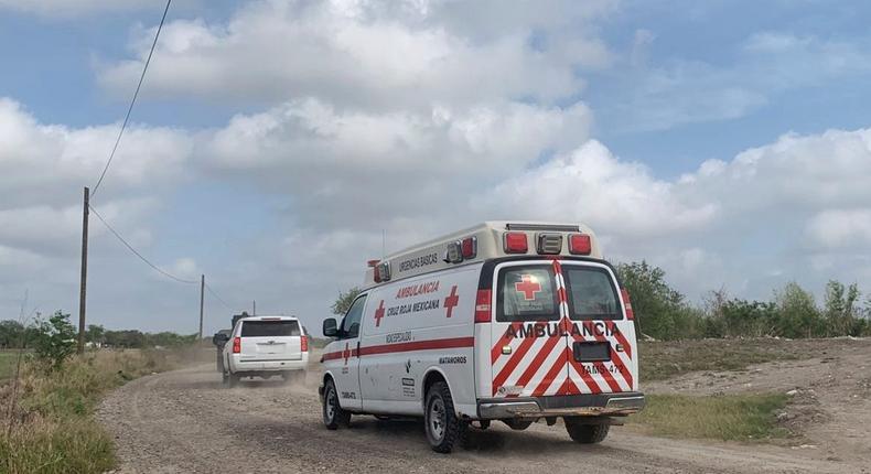 A Mexican Red Cross ambulance transports two Americans found alive after their abduction in Mexico last week, in Ejido Longoreno, on the outskirts of Matamoros, Mexico, Tuesday, March 7, 2023.Associated Press