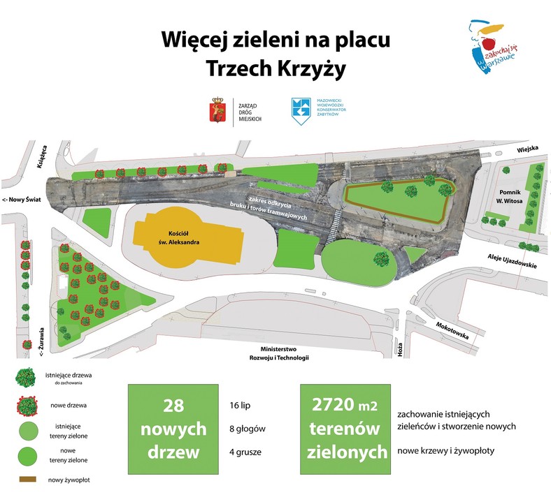 Tak ma wyglądać plac Trzech Krzyży — infografika