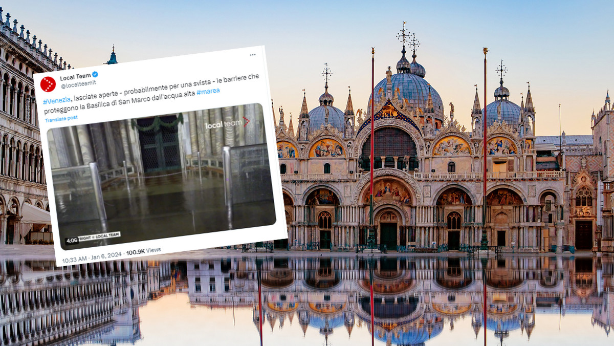 Przedsionek bazyliki w Wenecji zalany. Zabrakło barier ochronnych