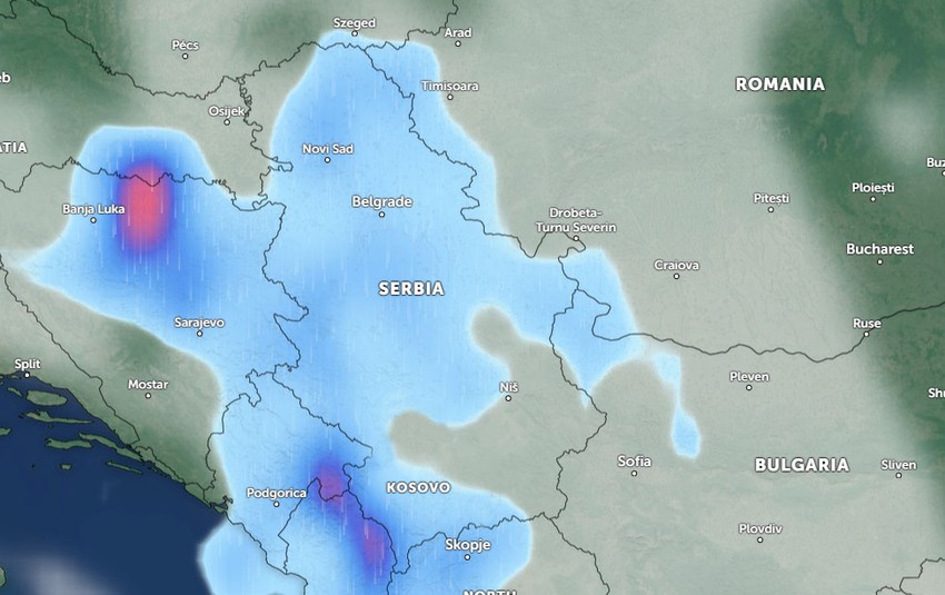 Skoro cela površina Srbije biće na udaru obilnih padavina