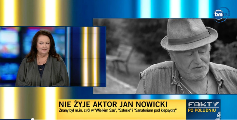 Anna Dymna wspomina Jana Nowickiego na antenie TVN24