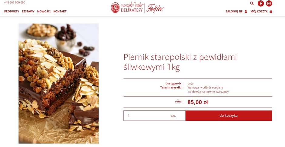 Piernik staropolski z powidłami śliwkowymi w ofercie świątecznej Magdy Gessler