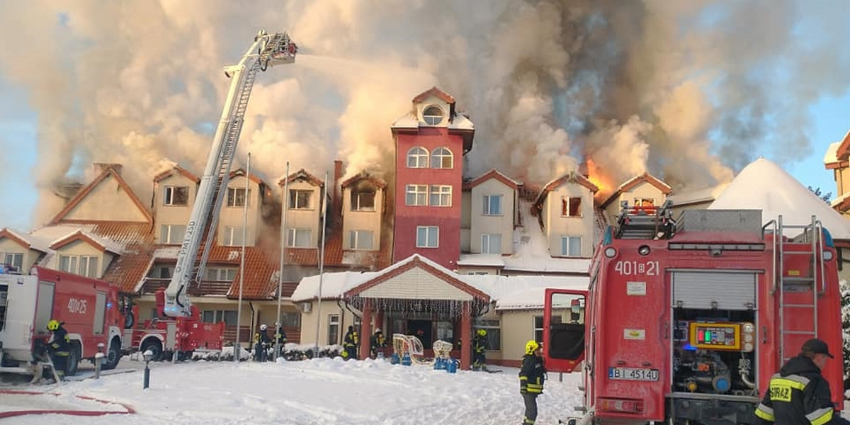 Gigantyczny pożar hotelu w Augustowie. Ewakuowano 50 osób