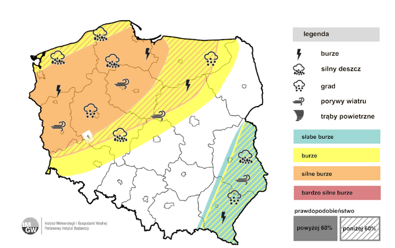 Prognoza burz na noc z wtorku na środę