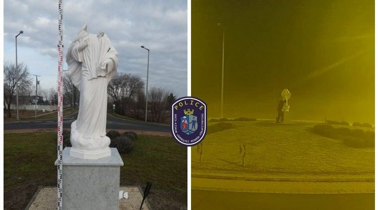 Elfogták a dunavecsei Szűzanya szobrot lefejező romé férfit. / Fotó: Police.hu/