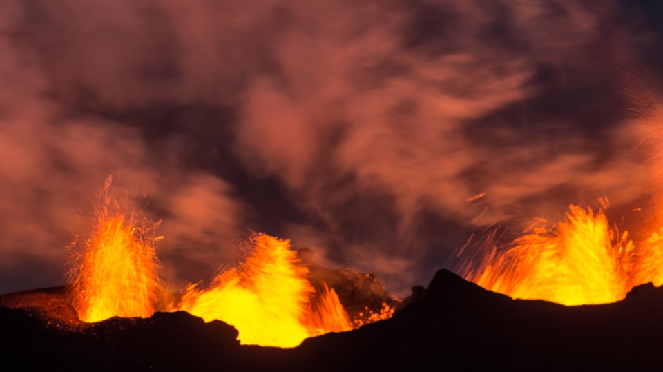 Fontanny lawy na Holuhraun