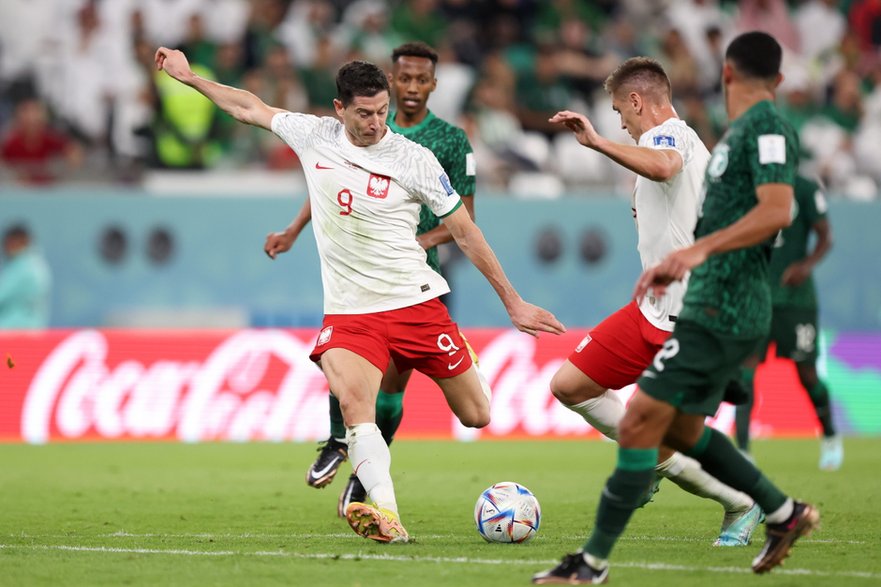 Robert Lewandowski w meczu z Arabią Saudyjską na mundialu