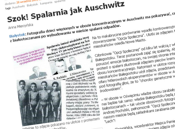 Dzieci z Auschwitz straszą spalarnią śmieci