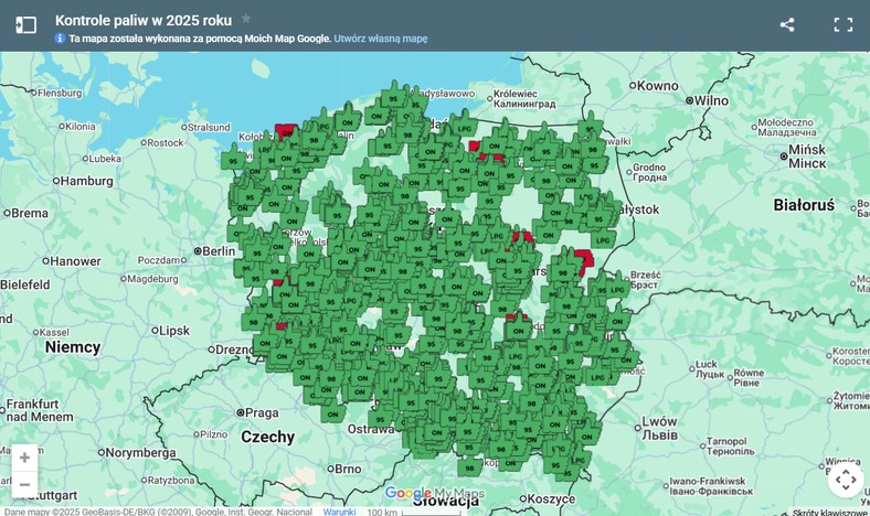 Mapa kontroli paliw w 2025 roku