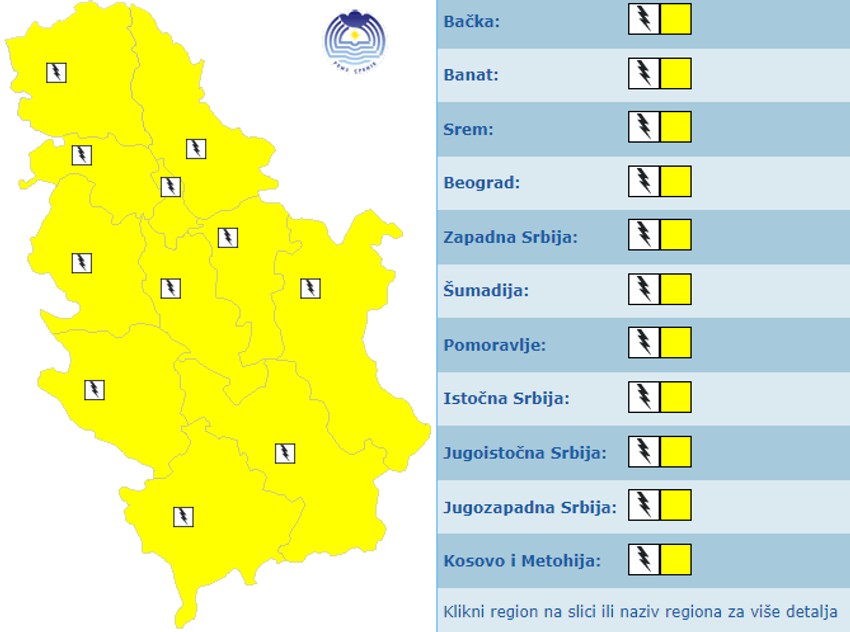 .Meteoalarm za danas