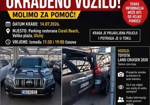 Ukradeno vozilo u Crnoj Gori
