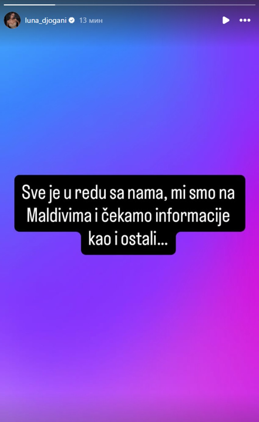 Luna Đogani se oglasila se Maldiva: Zarobljeni na egzotičnoj destinaciji zbog tenzija na Bliskom istoku
