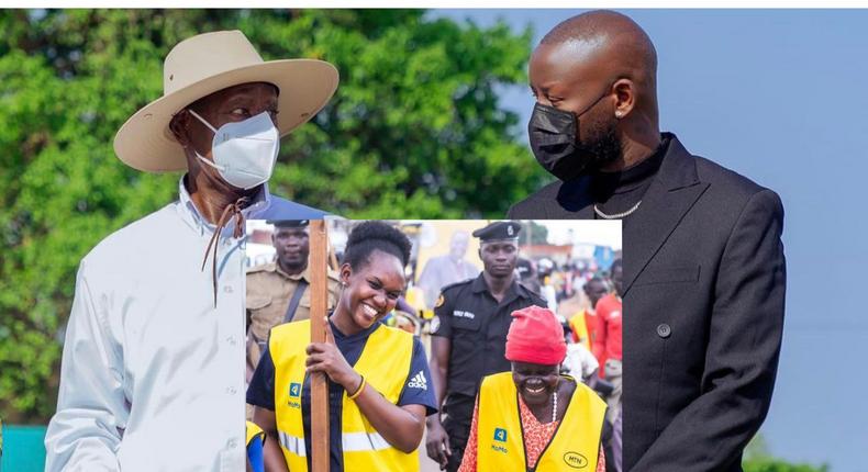 President Museveni, Eddy Kenzo and Phiona Nyamutoro