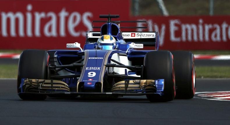 Sauber's Swedish driver Marcus Ericsson takes part in a practice session at the Hungaroring racing circuit in Budapest on July 28, 2017 prior to the Formula One Hungarian Grand Prix