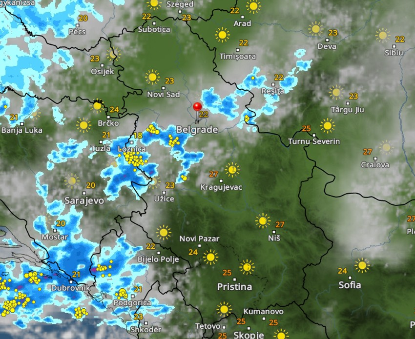 Kretanje nevremena u 9 sati