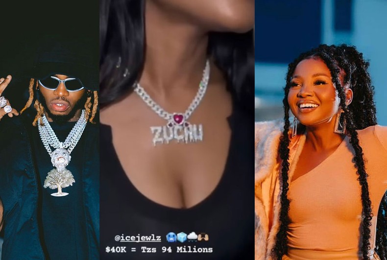 Zuchu's new jewels shimmer above her chest area