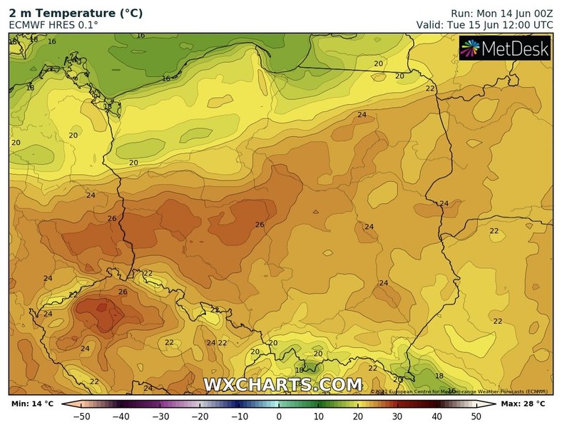 Temperatura we wtorkowe popołudnie będzie zróżnicowana