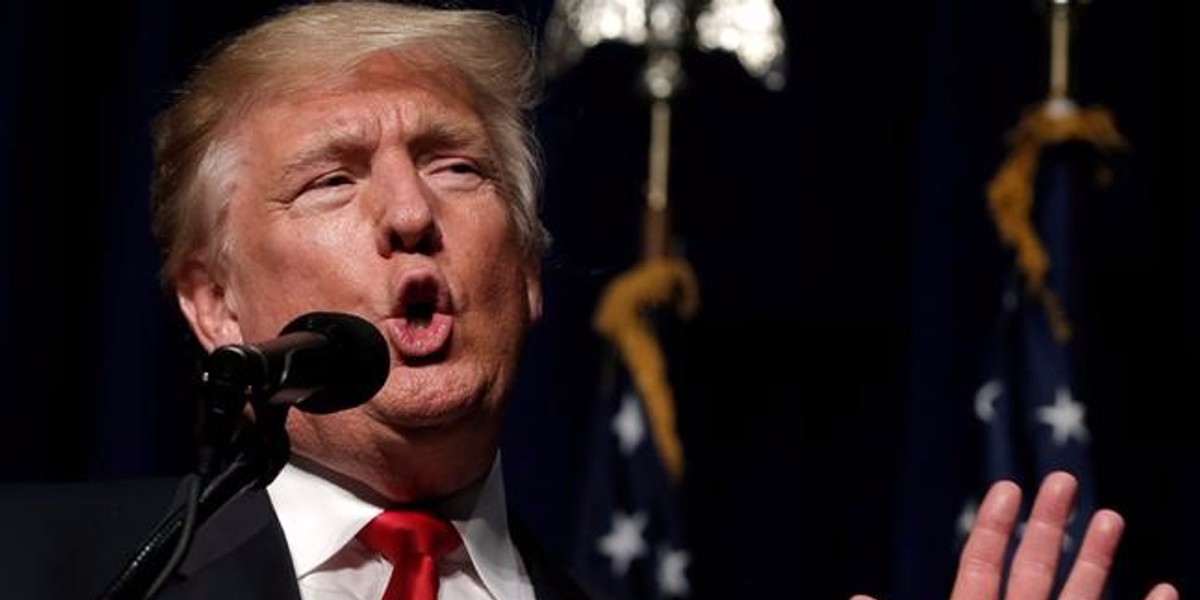 Republican presidential nominee Donald Trump speaks at a campaign rally in Greenville