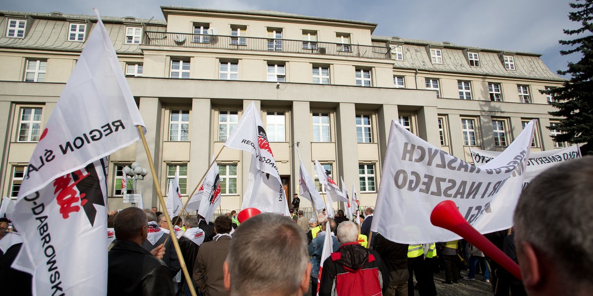 Demonstracja emerytowanych górników