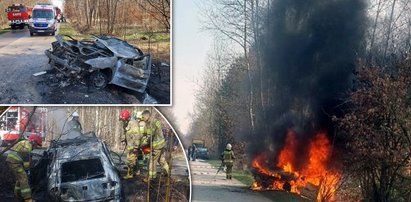 Dramatyczny wypadek 18-latka w Bosowicach. Jego auto zamieniło się w kulę ognia!