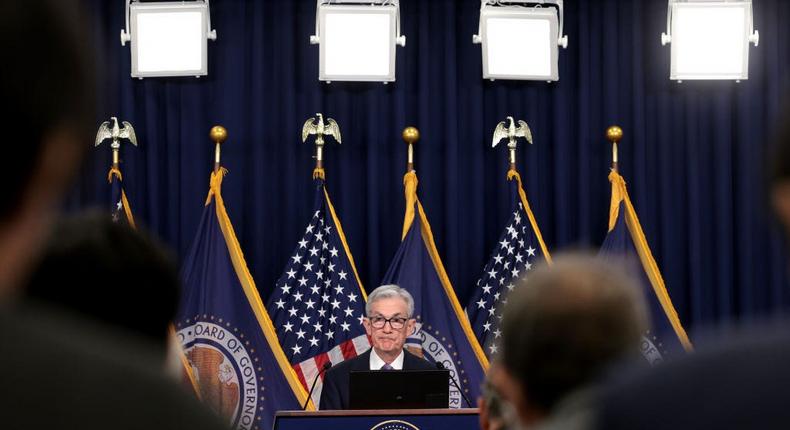 US Federal Reserve Board Chairman Jerome Powell speaks at a news conference at the headquarters of the Federal Reserve on December 13, 2023 in Washington, DC. Win McNamee/Getty Images