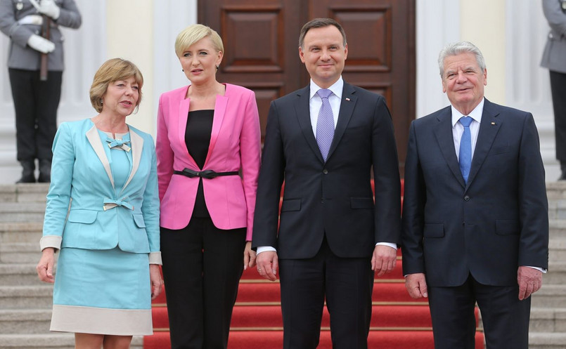 Andrzej Duda i Joachim Gauck z małżonkami