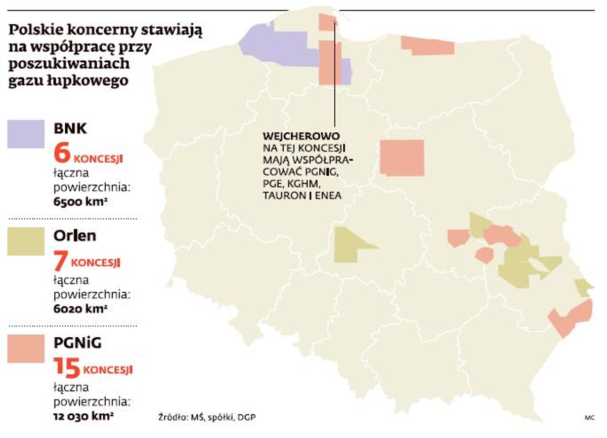 Gaz łupkowy w Polsce - koncesje BNK, Orlenu i PGNiG