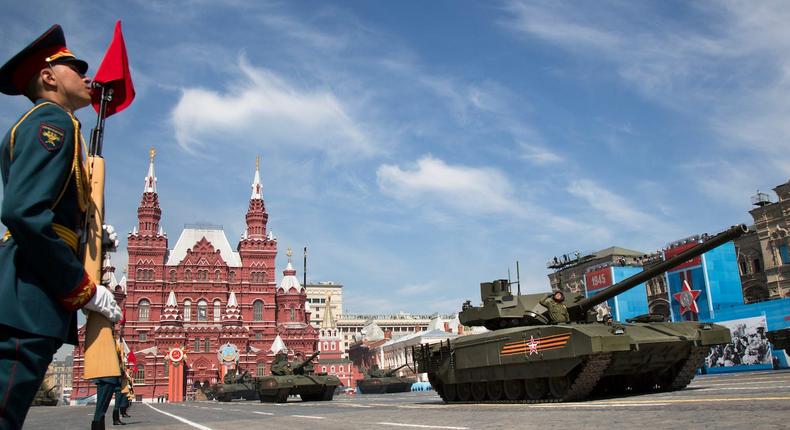 Russian T-14 Armata tanks in Moscow's Red Square.