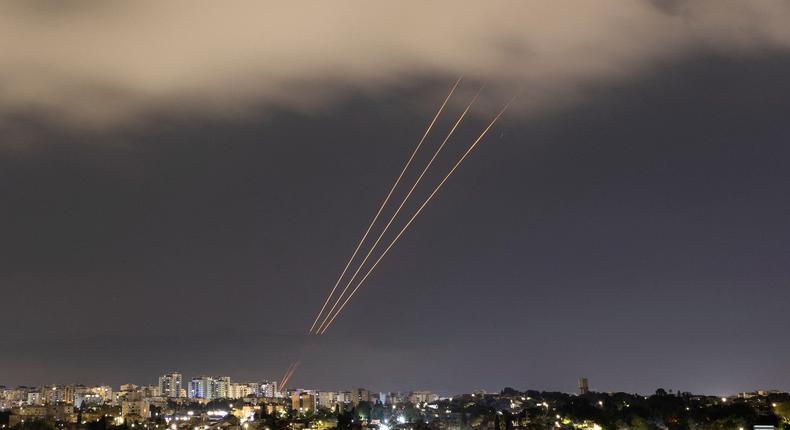 An anti-missile system operates after Iran launched drones and missiles toward Israel, as seen from Ashkelon, Israel April 14, 2024.Amir Cohen via Reuters