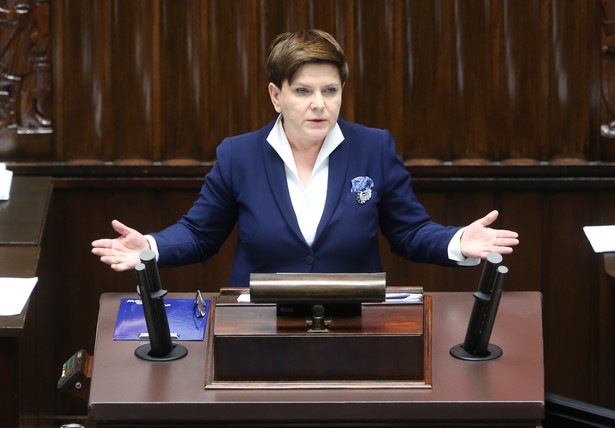 Premier Beata Szydło, podczas debaty nad wotum nieufności wobec szefa MSWiA Mariusza Błaszczaka, PAP/Leszek Szymański