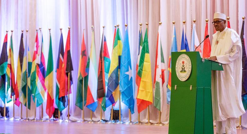 President Buhari speaking at the corruption risk assessment training in Abuja on Monday, December 10, 2018.