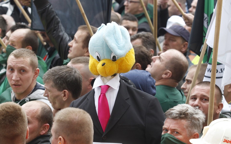 KATOWICE PROTEST GÓRNICZYCH ZWIĄZKÓW ZAWODOWYCH (manifestacja górniczych związkowców)