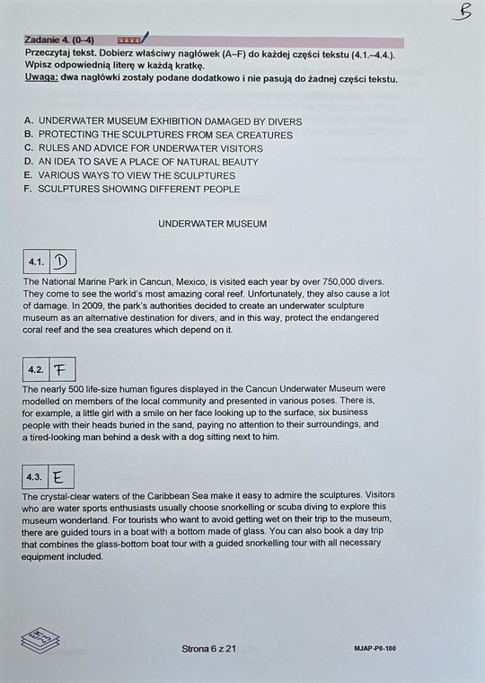 Matura 2024. Język angielski - poziom podstawowy [ARKUSZE CKE i ODPOWIEDZI]. Zadanie 4