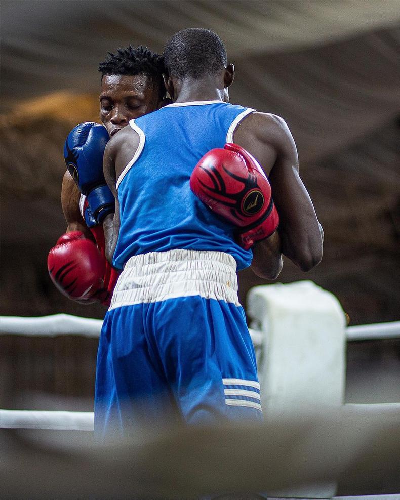 Boxers in action at the ongoing national sports festival